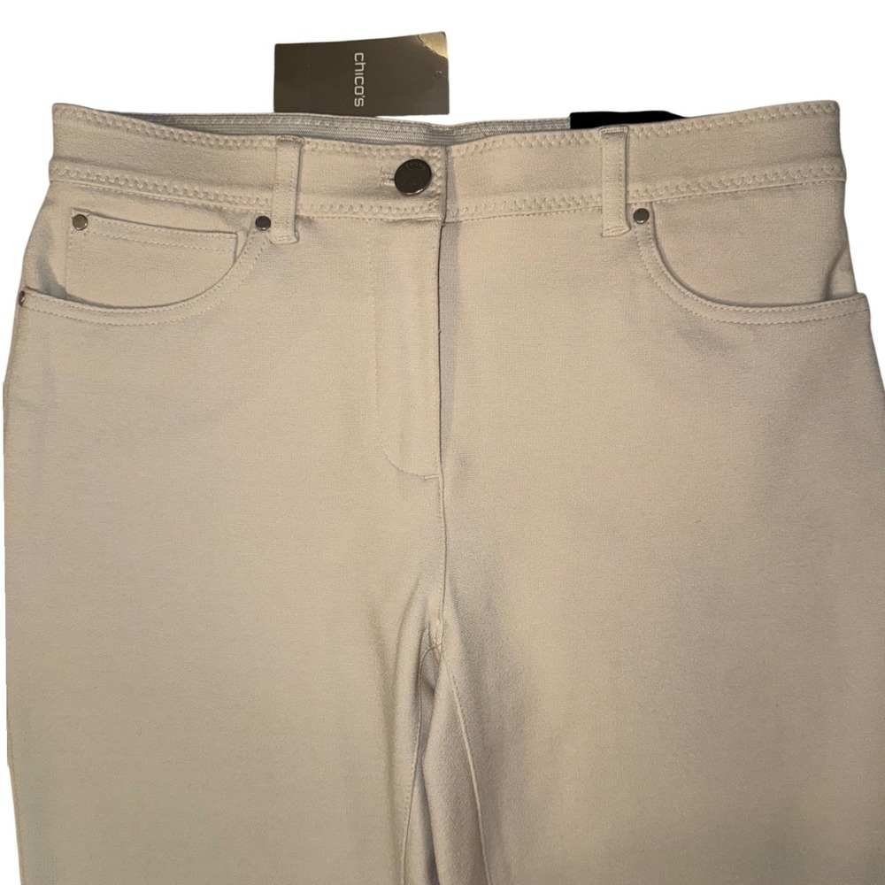 Chicos So Slimming Peyton Slim Leg Pants Cement Beige Size Chico 00 Reg US 2 NEW - Picture 4 of 9